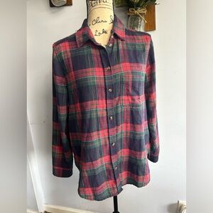 American Eagle flannel plaid multicolor super soft boyfriend fit button down